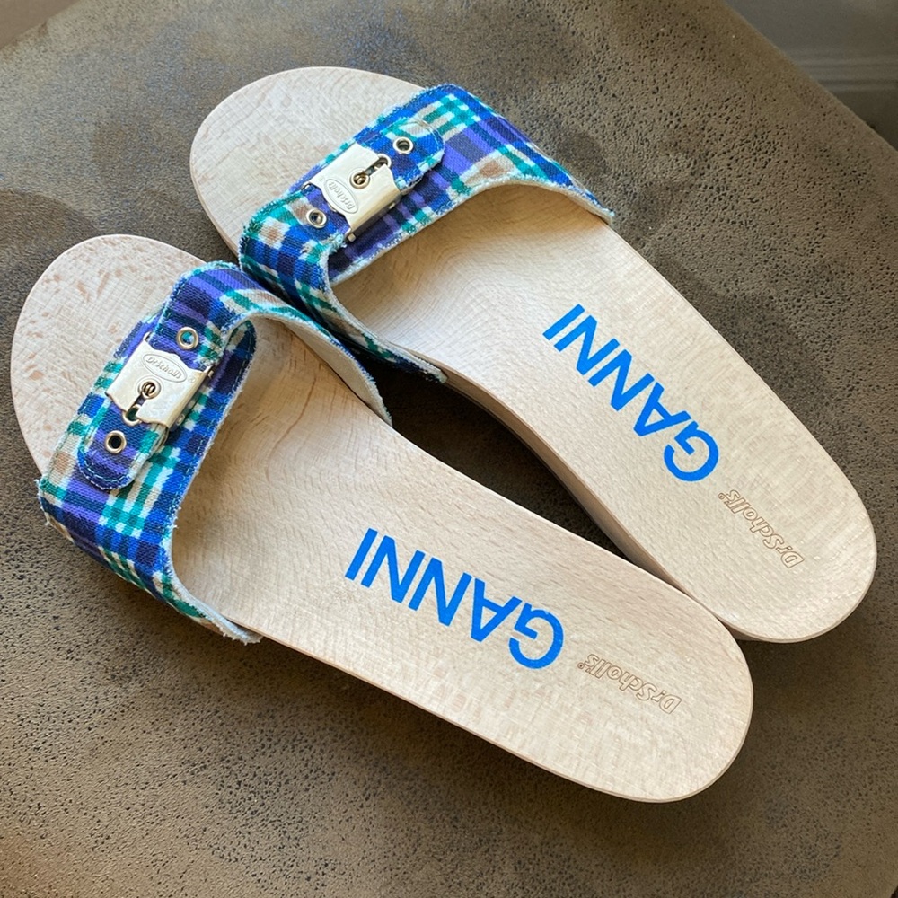 GANNI x Dr. Scholls | Perscura slide sandal in blue iris